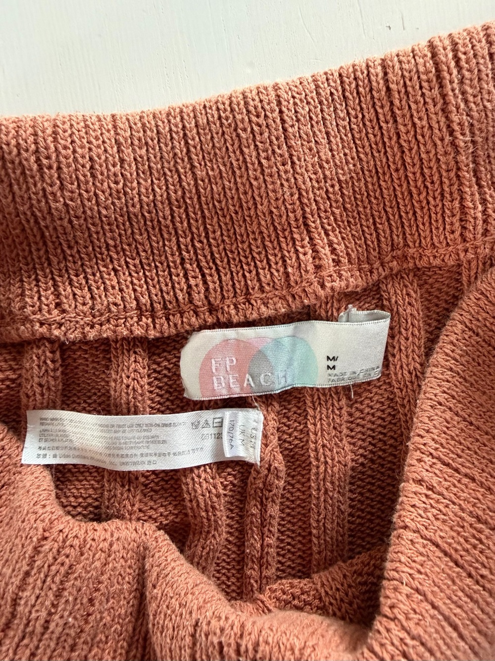Free People Beach Knit Set Rust Orange Ribbed Size M Matching Set - Picture 9 of 11